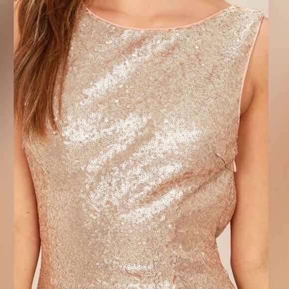 Lulus Slink and Wink Matte Rose Gold Sequin Dress Size XS - Picture 3 of 11